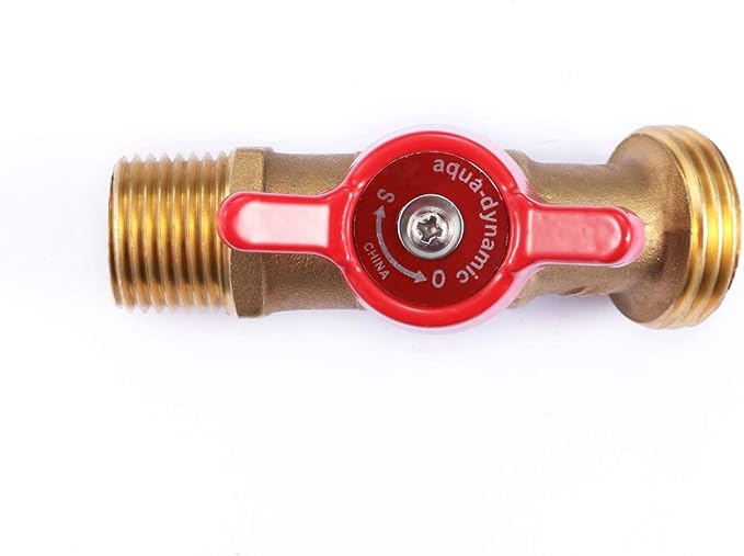 1 PCS Heavy Duty Brass Hose 90 Degree Elbow Stop Valve Hose Bibb Boiler Drain 1/2" Male NPT Inlet ×3/4" Male GHT Threaded Garden Hose Connector Adapter Water Shut-Off Valve Faucet