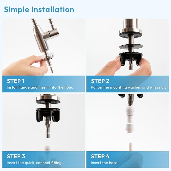 Besdor Drinking Water Faucet, Filtered Water Reverse Osmosis RO Faucet for Kitchen Sink, Non-Air Gap, Lead-Free, 304 Stainless Steel, Brushed Nickel (WF1)