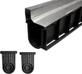 Slot Channel Drain with 304 Stainless Steel Grate-39.4Lx6.3Wx10.9H in. Deep Profile Trench Drain System for Landscaping,Trench Drain for Patio,A15 Hidden Drain Channel with Metal Grate