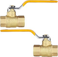 2-Pack HeSun 3/4 Inch FIP Threaded Ball Valve, Brass Full Port Shut-off Valve,3/4" Female NPT x 3/4" Female NPT, 600 WOG (Water, Oil and Gas),Yellow(VALVE228-2)