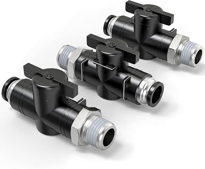 TAILONZ PNEUMATIC 1/2 Inch Tube OD x 3/8 Inch NPT Thread Ball Valve Air Flow Control Valve Push to Connect Fitting BVC-1/2-N3（Pack of 1）