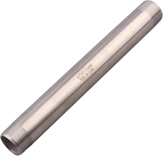 3/4" X 3/4" NPT Male Nipple Stainless Steel 304 Cast Pipe Coupling fitting 8" Length