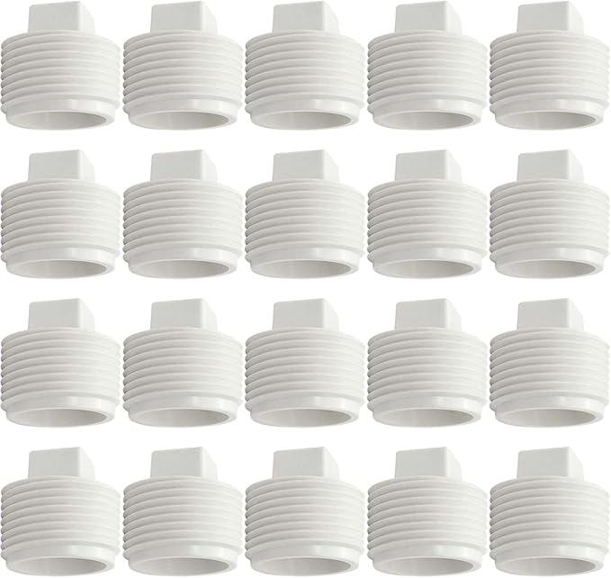 YSIL 20 Pack 3/4" Sewer Cleanout Cap NPT Cleanout Plug Male Adapter Male Threaded Pipe End Cap for Drain Pipe