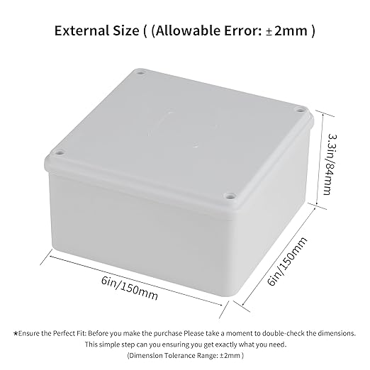 4 Pack 6" x 6" x 3" PVC Plastic Dustproof Waterproof Box IP65 Junction Boxes Project Junction Conduit Box for Electrical Outdoor Enclosure