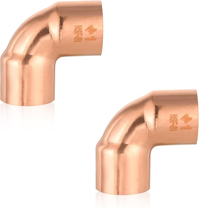 HeSun 50-Pack Copper Fittings, 1-Inch Short Radius 90-Degree Copper Elbow, C x C with Sweat Solder Connection