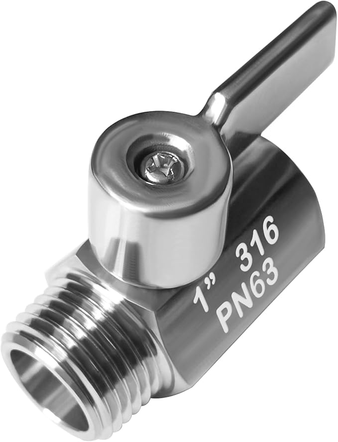 Beduan Mini Ball Valve Stainless Steel(316) 1" NPT Male x NPT Female Mini Ball Shutoff Valve