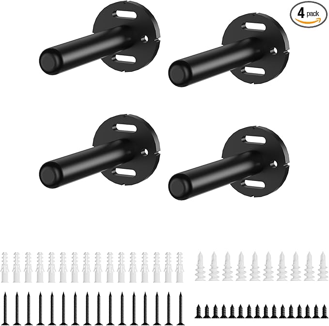 4pcs Floating Shelf Bracket Heavy Duty Shelving Mounting Brackets Hidden Floating Shelf Hardware,Black Metal Shelf Support Bracket (4 inch --4pcs--Without Tools)