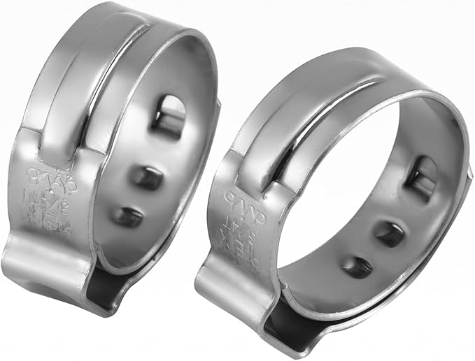 3/4 Inch PEX Cinch Clamps Rings, Premium 304 Stainless Steel Cinch Crimp Rings Pinch Clamps, for PEX Tubing Pipe Fitting Connections (100PCS Per Size)