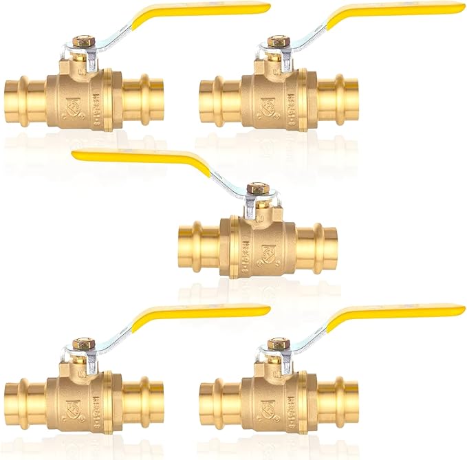3/4-Inch Copper Press X Press Ball Valve for Copper Tubing,Brass Full Port Water Stop Shut Off Ball Valve,1/4 Turn with EPDM O-ring(Pack of 5)(VALVE243-5Pack)