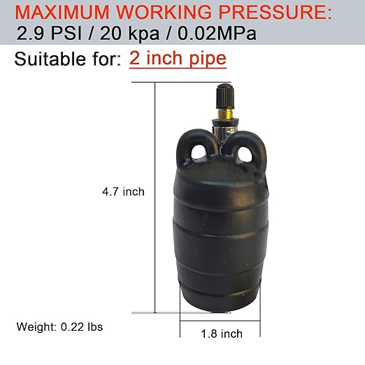 Inflatable Pipe Plug Balloon Plug,Pipe Pressure Test Plug,Plumbing Test Ball,Sewer Test Plug. (2 inch)