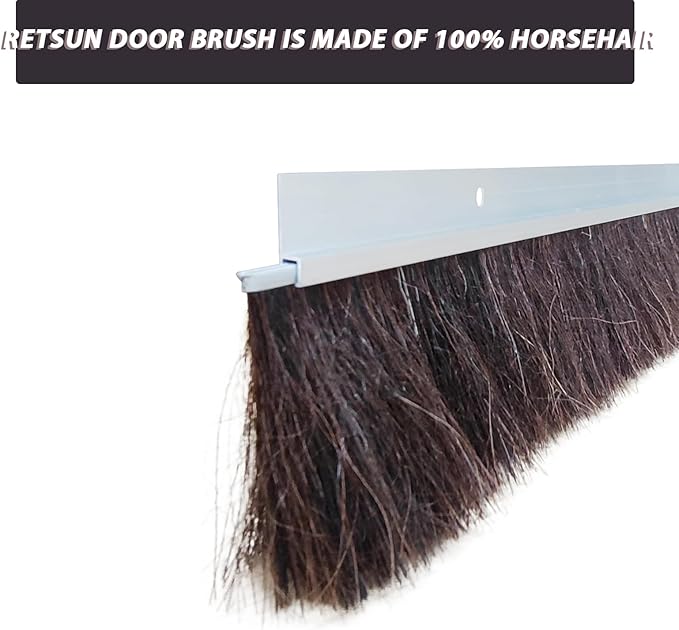 2 Sets Horsehair 2.16 x 39.37 Inches Brush Sweep Door Sweep Door Brush Seal Roll Up Door Garage Door Sweeps Suitable for Various Floors Easy Mounting (2.16 in, 2)