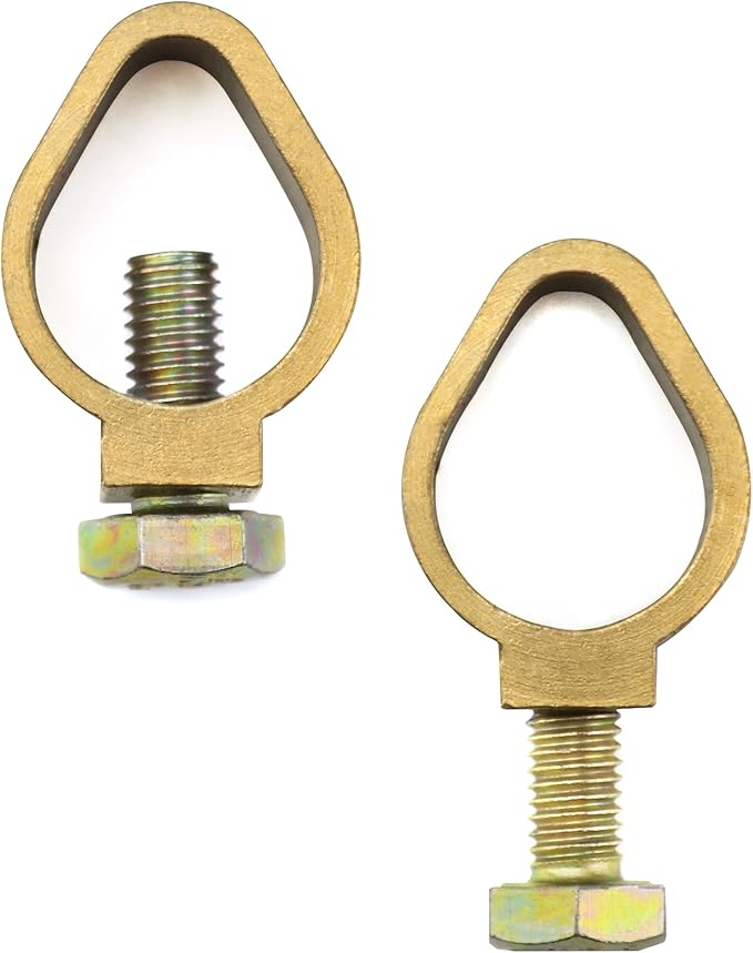 QWORK Direct Burial Ground Rod Clamp, 10 Pack 3/4" Diameter Copper Mechanical Connectors