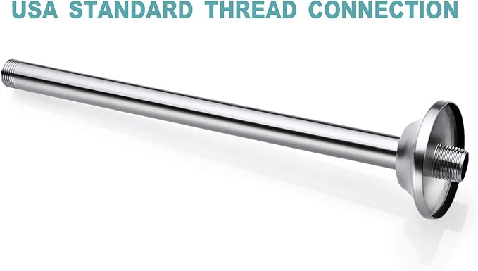 BESTILL 12 Inch Ceiling Mount Rain Shower Head Arm and Flange, Brushed Nickel