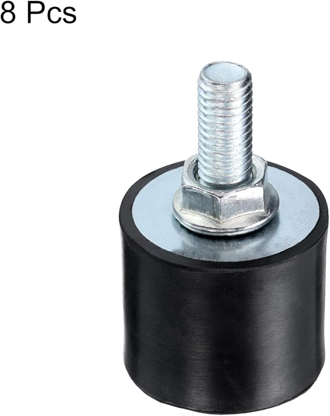 uxcell 4pcs M8x23mm Rubber Isolator Mounts with Studs 30x25mm Male Female Vibration Shock Absorber Zinc Plated Cylindrical Thread Mounts Anti Vibration Isolators with 4pcs M8 Lock Nuts
