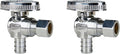 SUNGATOR 2-Pack Angle Stop Valve, 1/2" PEX x 3/8" OD Compression, Quarter Turn Chrome Plated, 1/2 inch Pex Shut Off Valves for Faucet and Toilet, UPC Certified