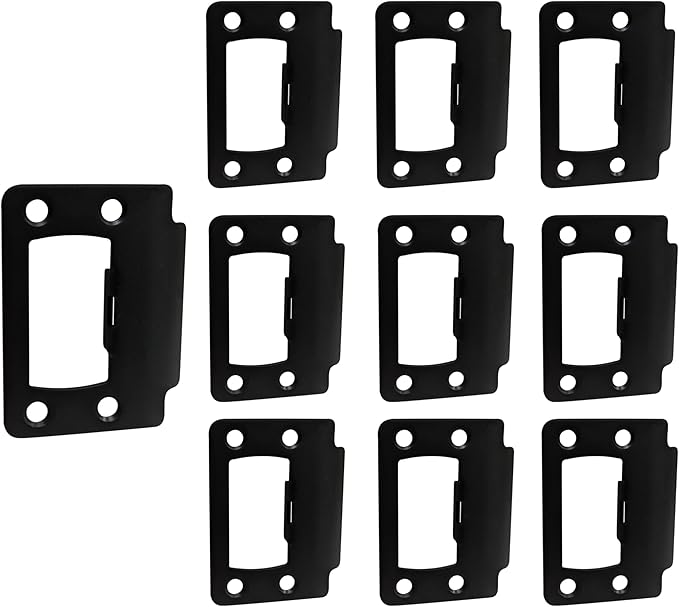 QCAA Solid Brass Universal Type Restorer Lock Strike Plate, 2-1/4" x 1-3/4", Matte Black, 10 Pack, MIT