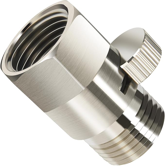 Brass Shower Flow Control Valve: Shower Head Shut Off Valve(Female and Male), MAYYAYA Water Flow Control Valves, for Handheld Shower Head or Bidet Sprayer- Handle Lever (Nickel)