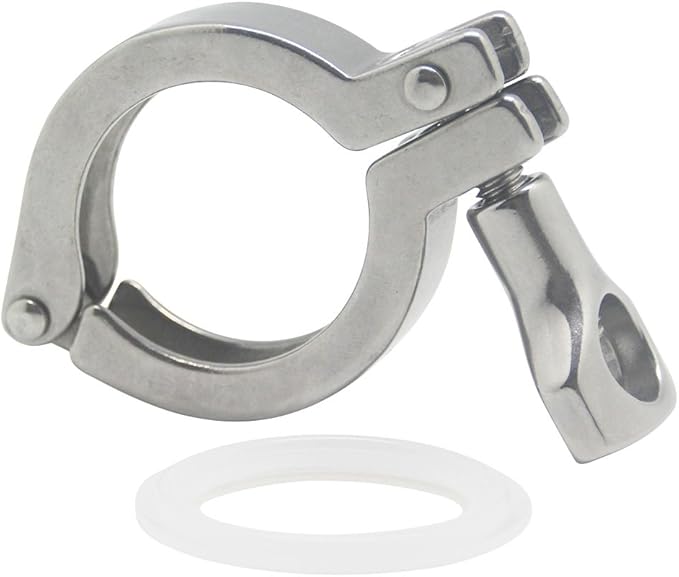 QiiMii Single Pin Heavy Duty 2 Pcs Tri Clamps with Wing Nut Ferrule TC 1.5 Inch Stainless Steel 304 Sanitary Fittings with Silicone Gasket