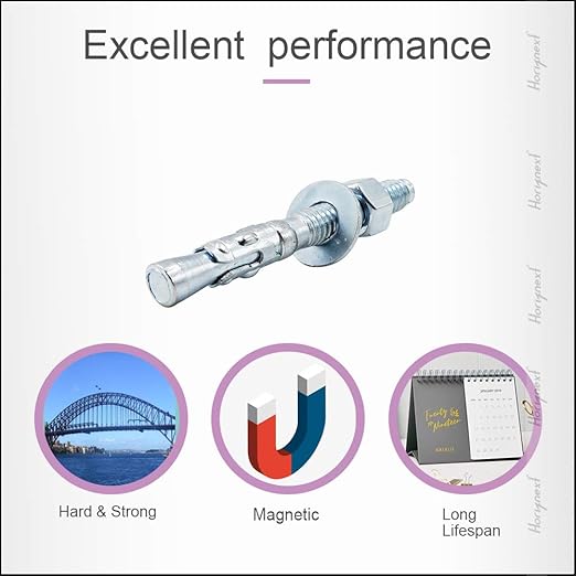 3/8" x 3" Wedge Anchor, for Cement and Concrete only, zinc-Plated Carbon Steel Screws and lag Bolts （ 100 pcs