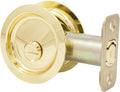 Stone Harbor Hardware Round Pocket Door Lock, Privacy Function, 2-3/8" Backset, Polished Brass