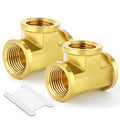 TAISHER 2Pcs Brass Tee Fitting, 1/4" x 1/4" x 1/4" NPT Female Pipe Fittings