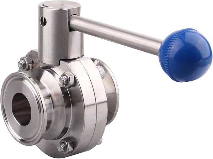 DERNORD 2 Pack 1.5 Inch Tri Clamp Sanitary Butterfly Valve with Pull Handle Stainless Steel 304 Tri Clamp Clover (1" Tube OD)