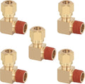 5PCS D.O.T Compression Fittings Brass 90 Degree Union Elbow Joint DOT Approved 1/4" Tube OD x 1/4" NPT Thread Air Brake Line Adapter Air Suspension Kit for Car Truck Trailers