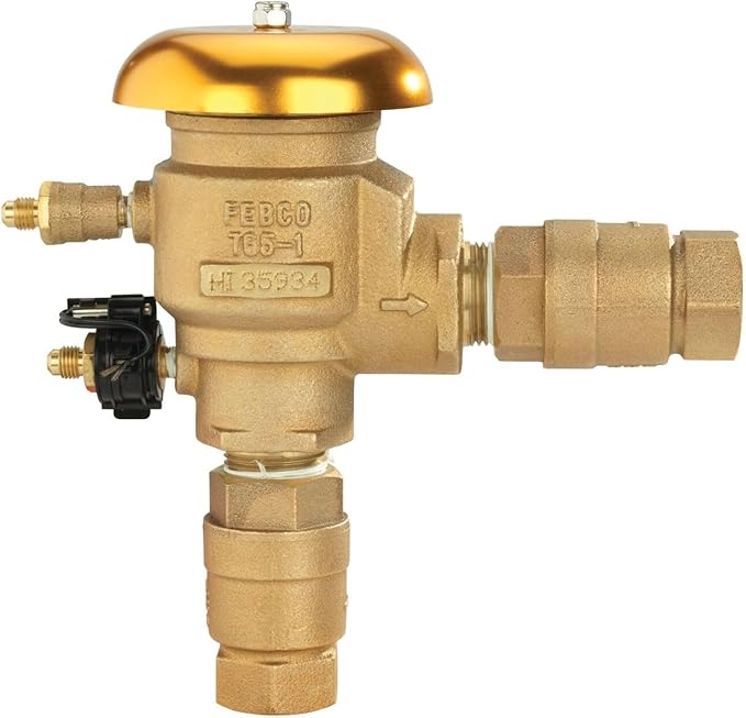 Febco 765 Series 1" Bronze Pressure Vacuum Breaker Backflow Preventer, Quarter Turn Shutoff, Union Connections, Freeze Sensor with SentryPlus Alert Technology, Industrial Plants, Irrigation System