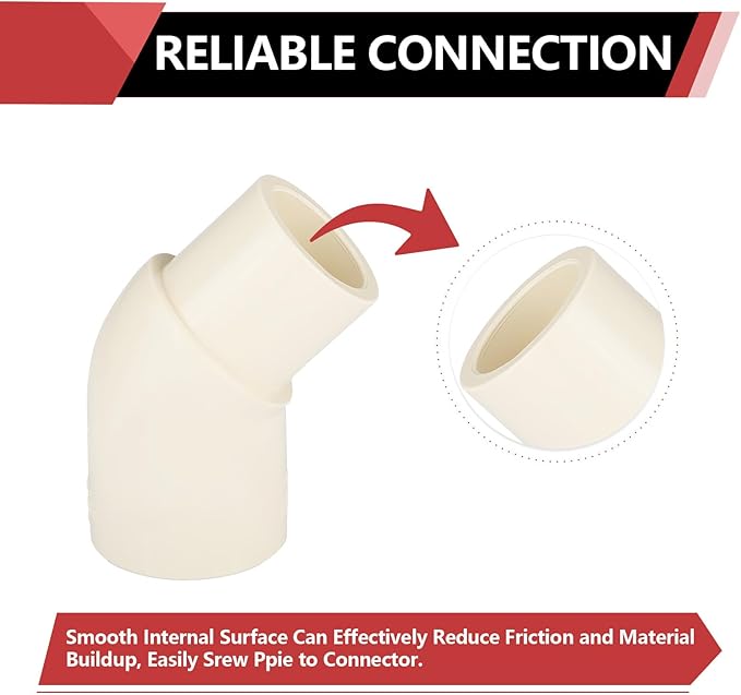 150-PACK EFIELD CPVC Street Elbow,1" Spigot x 1" Slip 45-Degree Elbow Fitting,(CPVC012-10-150PCS)
