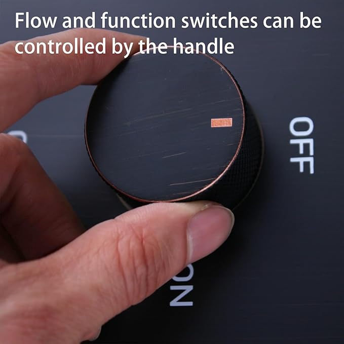 Shower Valve Concealed Shower Mixing Faucet with Temperature Display Function, Flow Control Brass Diverter Valve Kit, 5 Function Can Be Activated Simultaneously, Oil Rubbed Bronze
