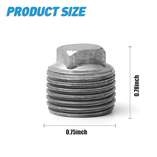 1/2" Pipe Fitting Male Cap, Home TZH 10 Pack Malleable Iron Cast Black Pipe Male Square Caps for Steam-punk Vintage Shelf Bracket DIY Plumbing Pipe Decor Furniture (10, 1/2")