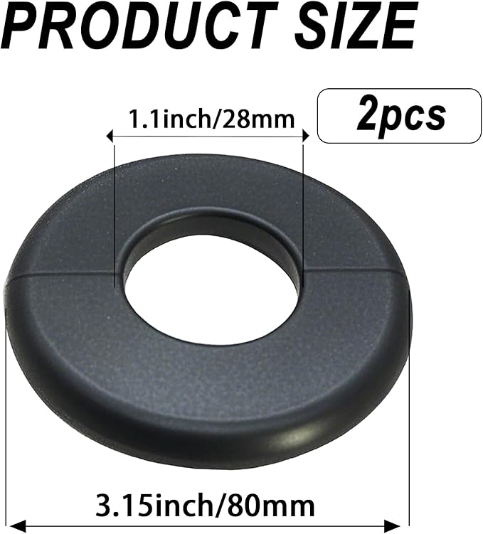 Wall Split Flange 2 Pieces, Pipe Cover Decoration Fit 1.1 inch Outer Diameter Pipe, ABS Round Self-Adhesive Escutcheon Plate, Buckles Design Split Plumbing Cover Plates, Black (28mm)