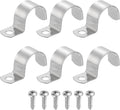 uxcell 6Pcs 27mm(1-1/16") One Hole Rigid Pipe Strap, 304 Stainless Steel Conduit Clamp Thicken U Bracket Heavy Duty Pipe Clamp with Self-Tapping Screws for Fixing Tube Cable, Silver