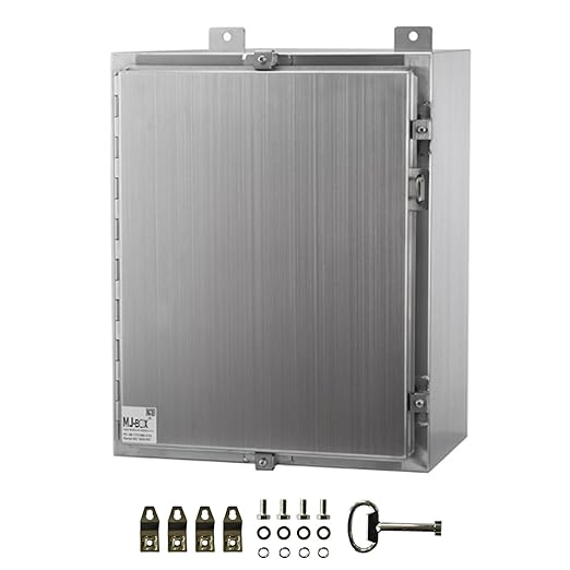 MJ-Box Steel Electrical Enclosure Box 12 x 8 x 8 304 Stainless Steel Explosion Proof Electrical Box IP66 Waterproof & Dustproof Outdoor/Indoor NEMA 4X Stainless Steel Enclosure