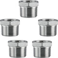 Stainless Steel 1/2" Male NPT to 3/8" Female NPT Reducer Hex Bushing Pipe Fitting Adapter (pack of 5)