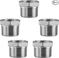 Stainless Steel 1/4" Male NPT to 1/8" Female NPT Reducer Hex Bushing Pipe Fitting Adapter (pack of 5)