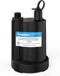 Acquaer Submersible Water Pump 1/6 HP Sump Pump Thermoplastic Utility Pump Small Electric Water Pump 1750GPH Water Remove for Basement Hot Tubs Garden Pool Cover Draining with 10 ft Cord