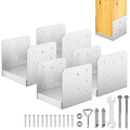 6"x 6" Post Base, 4Pcs Stainless Steel Adjustable Post Anchor Bracket(Internal 5.5 x 5.5), Adjustable Post Base for Pavilion Deck Porch Handrail Railing Support Decorative Anchor Plate