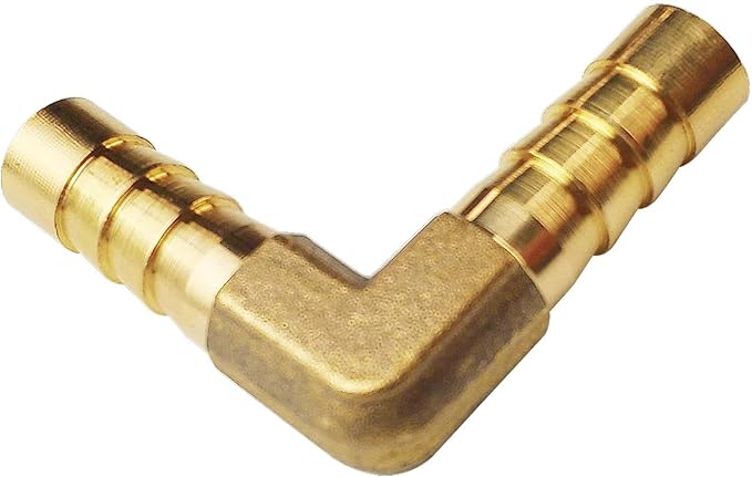 2PCs 5/16" Brass Hose Barb Fitting 90 Degree Elbow Barbed Splicer Mender Union Fitting with 4PCs Hose Clamp for Oil Water Air