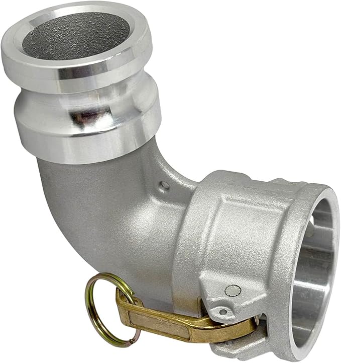 Gloxco Aluminum Type DA Cam and Groove Hose Fitting, 90 Degree Elbow, 2" Female Camlock x 2" Male Camlock (CAM-20-DA90-AL)