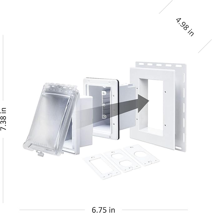TayMac MR420CW 1-Gang Recessed Enclosure Extra Duty, 6-in-1 Nonmetallic Weatherproof in-Use Cover, Horizontal/Vertical, White