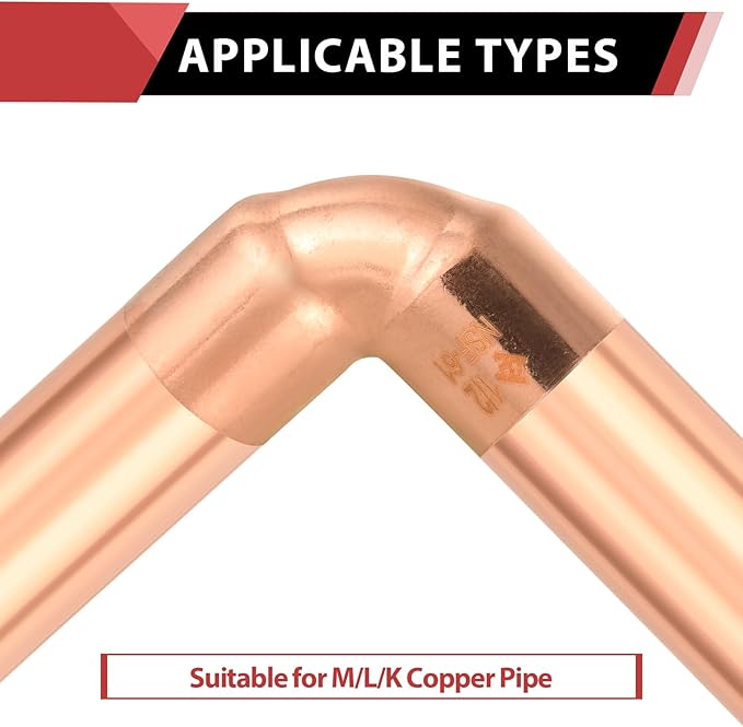 Pro 50-Pack EFIELD 1/2" C X C Short Radius Copper 90 Degree Elbow, LF Copper Plumbing Fittings with Sweat Solder Connection,(COPPER050)
