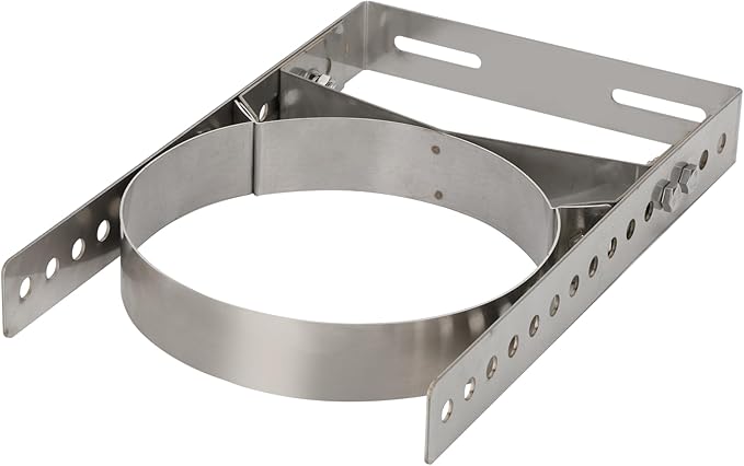 Adjustable Wall Support Bracket(8" Inner Ring) for Wood Stove Pipe, 6" Double Wall Chimney Pipe, 304 Stainless Steel Adjustable Wall Bracket, Chimney Pipe Holder, Fireplace Pipe Wall Bracket