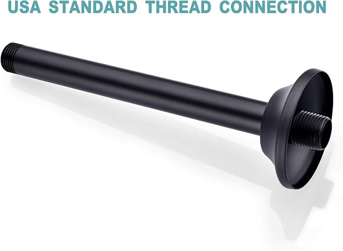 BESTILL 8 Inch Ceiling Mount Rain Shower Head Arm and Flange, Matte Black