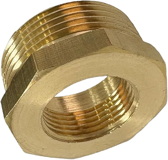 1-1/4" NPT Male x 3/4" NPT Female Brass Reducer Hex Bushing Threaded Pipe Fitting Reducing Adapter Pack of 1
