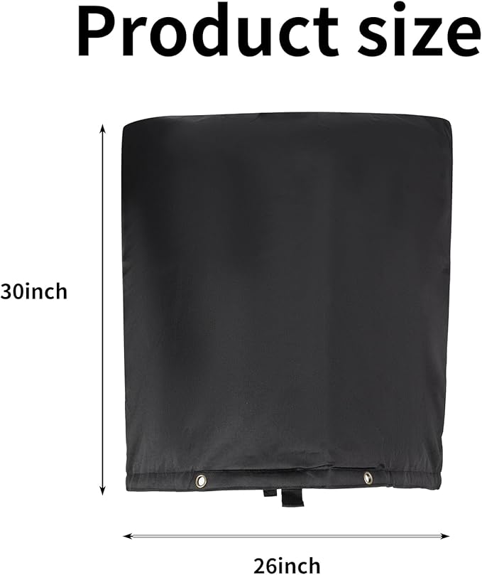 Insulated Backflow Preventer Pouch - Outdoor Pipe Insulation for Winter, Well Pump & Sprinkler Valve Protection (Black 30" W×26" H)