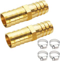 2PCs 5/8" Brass Hose Barb Fitting Straight Shape Barbed Splicer Mender Union Fitting with 4PCs Hose Clamp for Oil Water Air