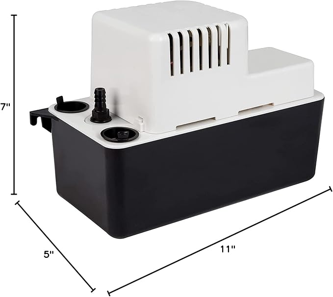 Little Giant VCMA-20ULST 115 Volt, 80 GPH, 1/30 HP Automatic Condensate Removal Pump for HVAC/Refrigeration Systems/Dehumidifiers with Overflow Detection Switch and 20-Foot Tubing, White/Black, 554435