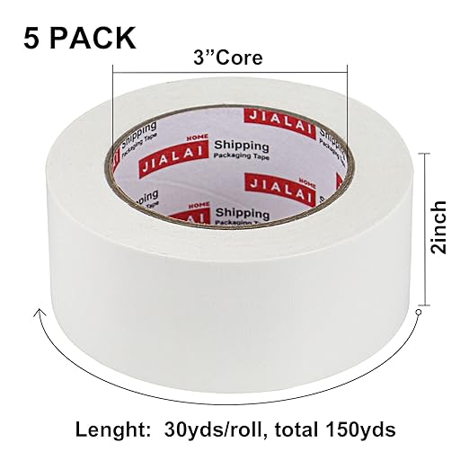 5-Pack White Duct Tape, 2 inches x 30 Yards, 8.27 mil Thickness, Heavy Duty, Strong, Flexible, No Residue, All-Weather and Tear by Hand - for Patch, Protect and Temporary Repairs