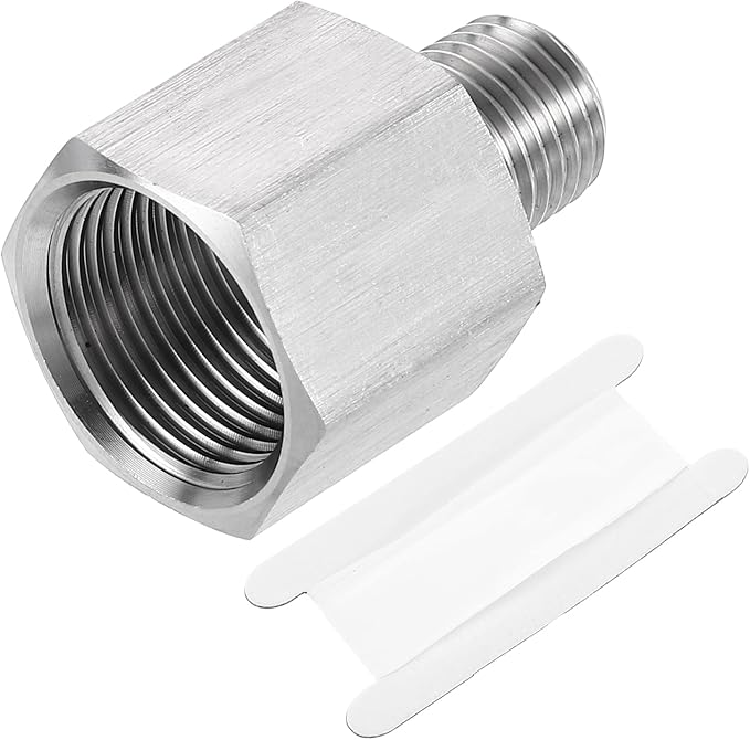 uxcell Pipe Fitting Reducing Adapter, 1/4" NPT Male x M20 Female 304 Stainless Steel Reducer Connector for Water Oil Air Pressure Gauge, Silver